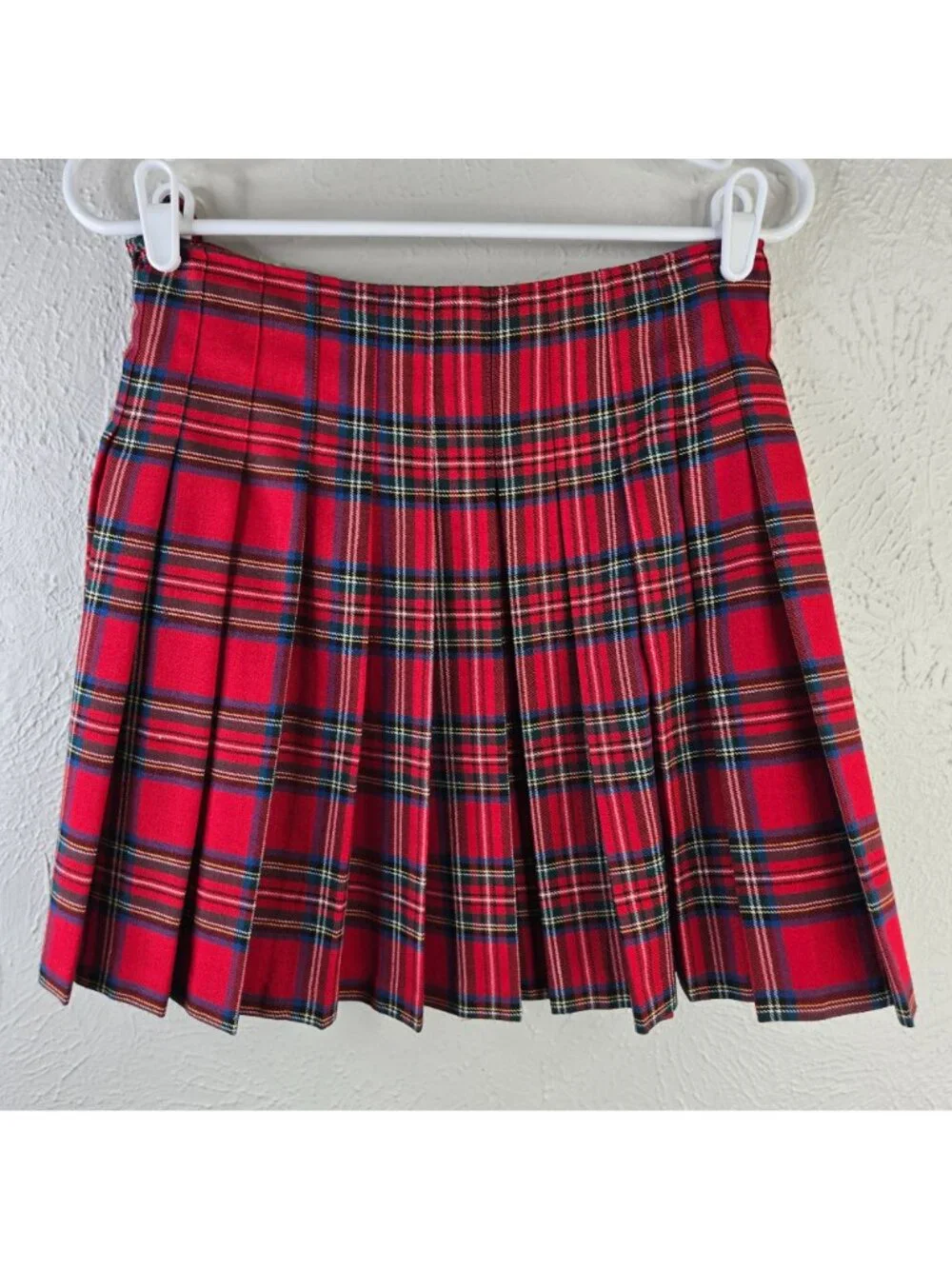 Express Pleated‎ Mini Wrap Skirt M Red Plaid Preppy Academia Grunge School Girl